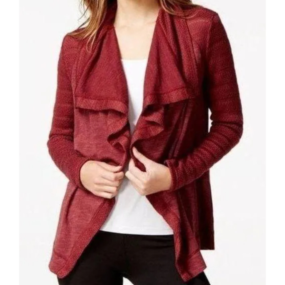 Lucky Brand Womens Flyway Cardigan Sweater Size Med Knit Open Front Draped Shawl